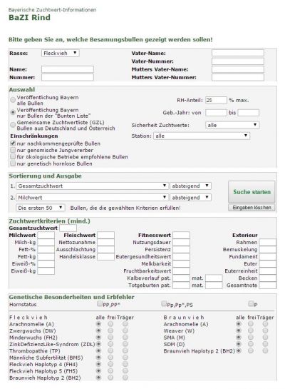 Zuchtwert Datenbank